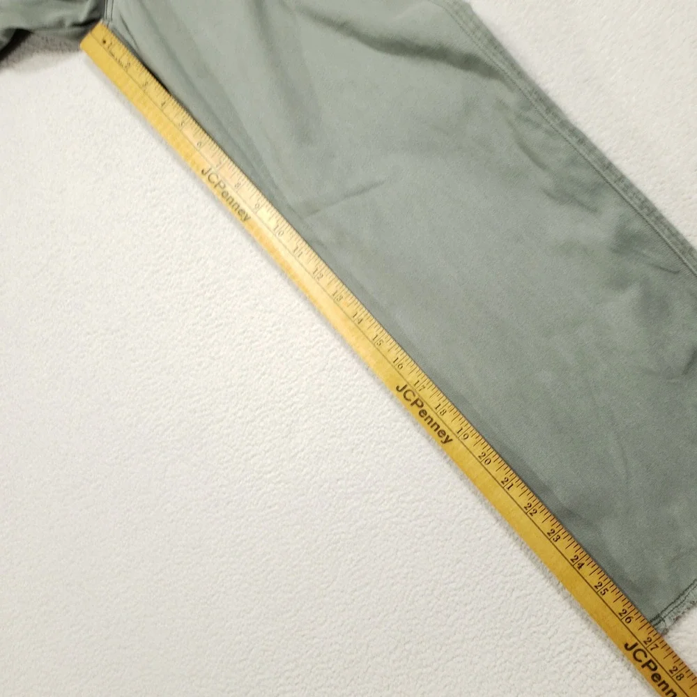 Faherty Utility Crop Pants Womens 30 Sage Green Organic Cotton Raw Hem Casual